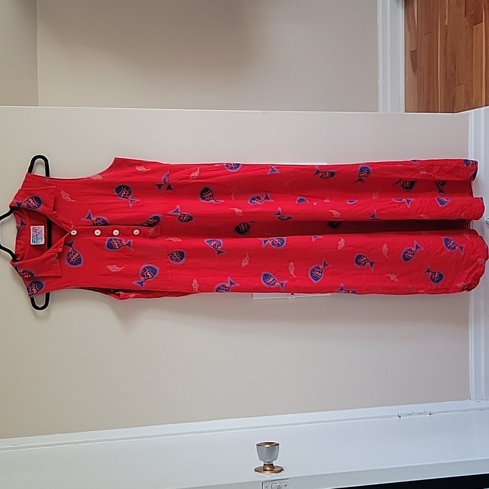 Vintage Fish Print Maxi Dress